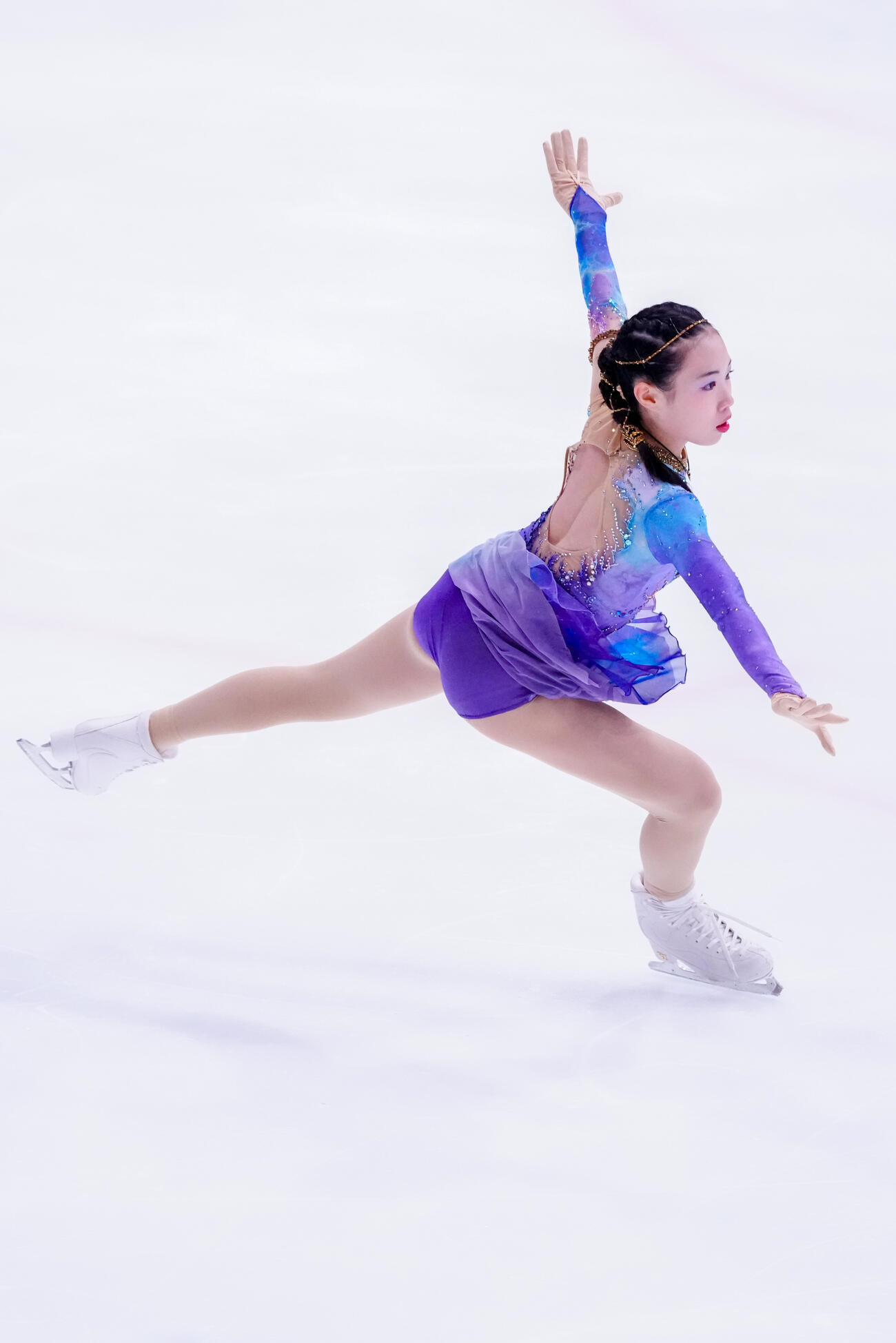 ジュニア女子フリーで演技する宮崎花凜（撮影・江口和貴）