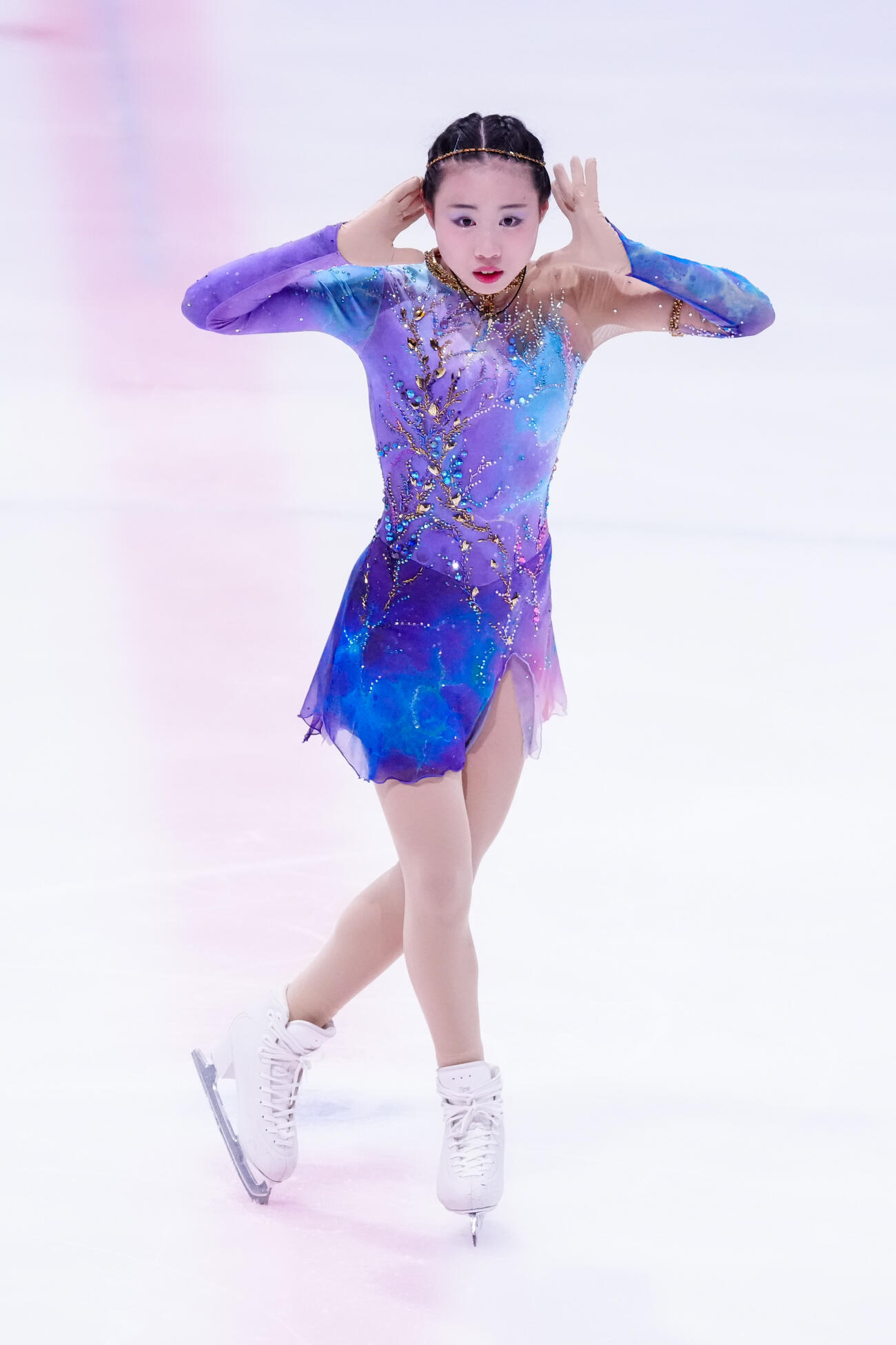 ジュニア女子フリーで演技する宮崎花凜（撮影・江口和貴）