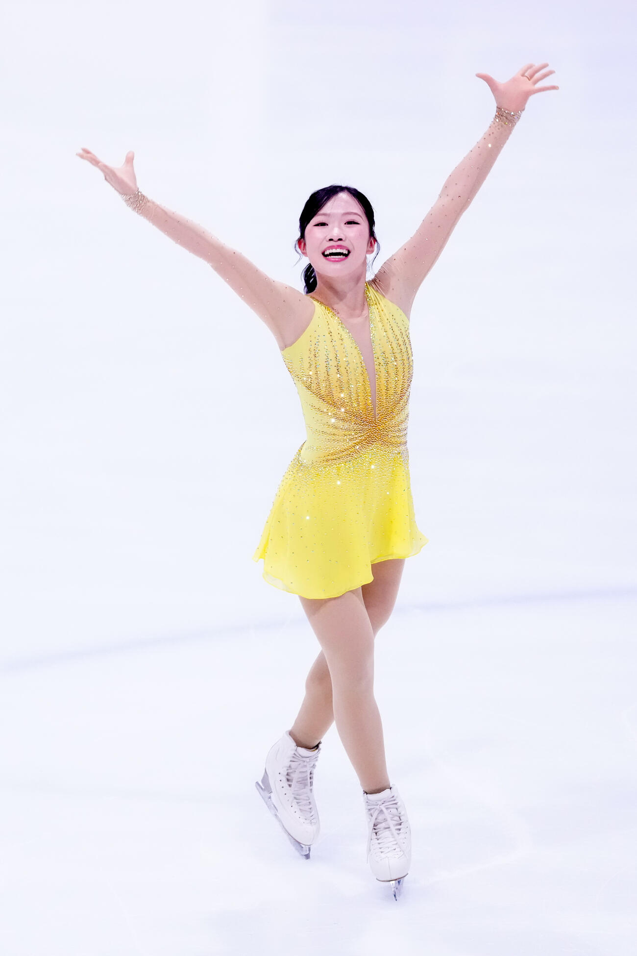 シニア女子フリーで演技を終えた中井亜美（撮影・江口和貴）