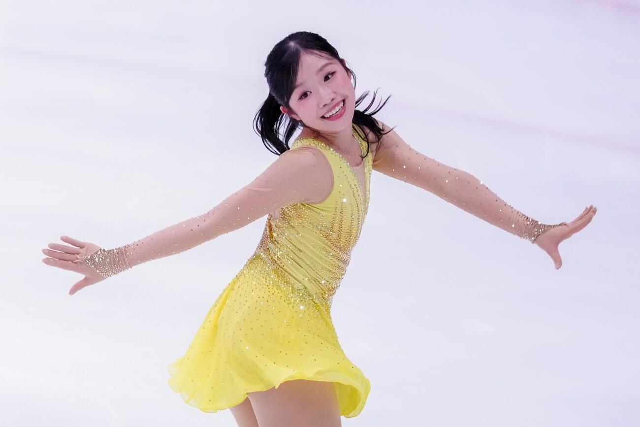 シニア女子フリーで演技する中井亜美（撮影・江口和貴）