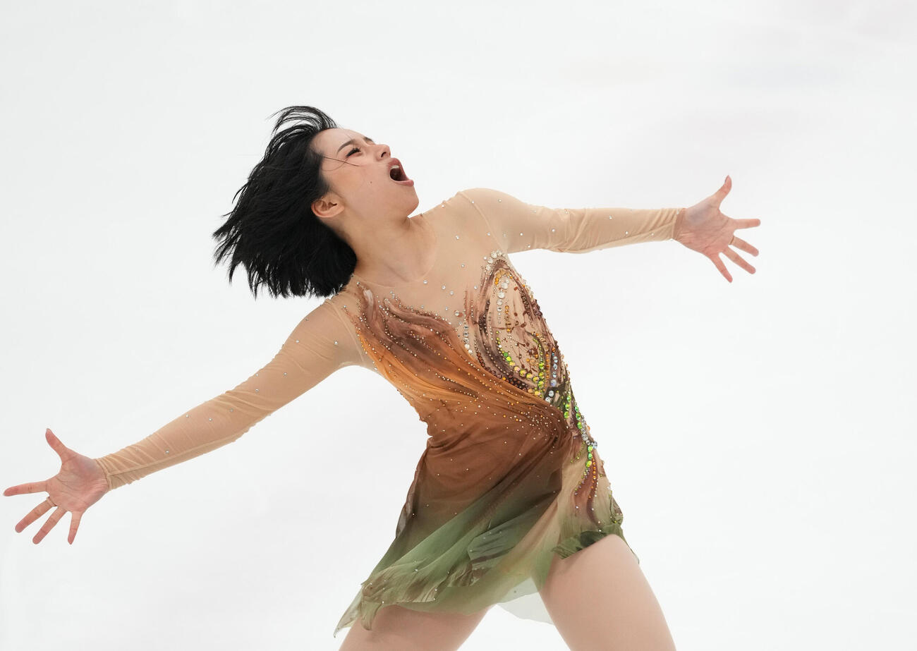 シニア女子フリー　華麗な演技を披露する山下真瑚（撮影・森本幸一）
