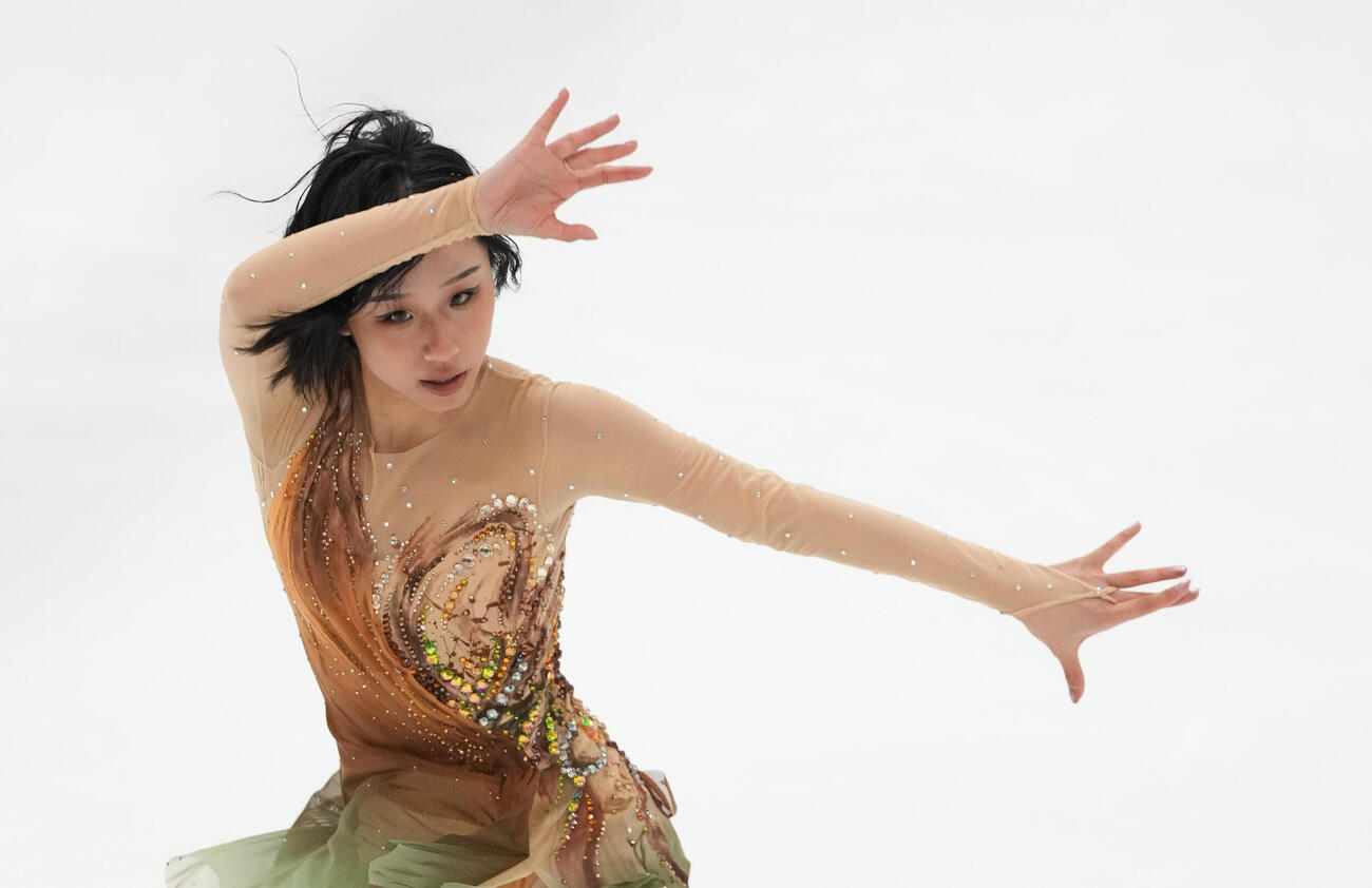 シニア女子フリー　華麗な演技を披露する山下真瑚（撮影・森本幸一）