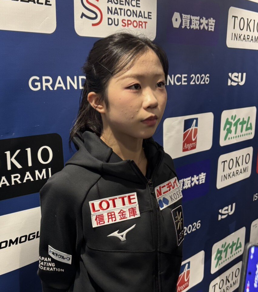 前日練習後に取材に応じた中井亜美（撮影・松本愛香通信員）