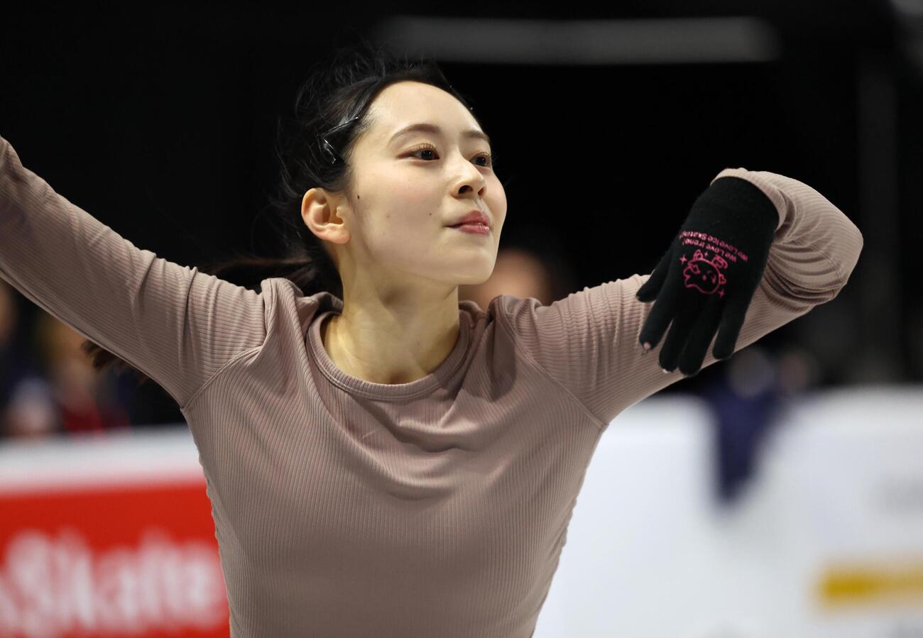 GPシリーズ・スケートカナダの前日練習に参加した三宅咲綺（撮影・藤塚大輔）