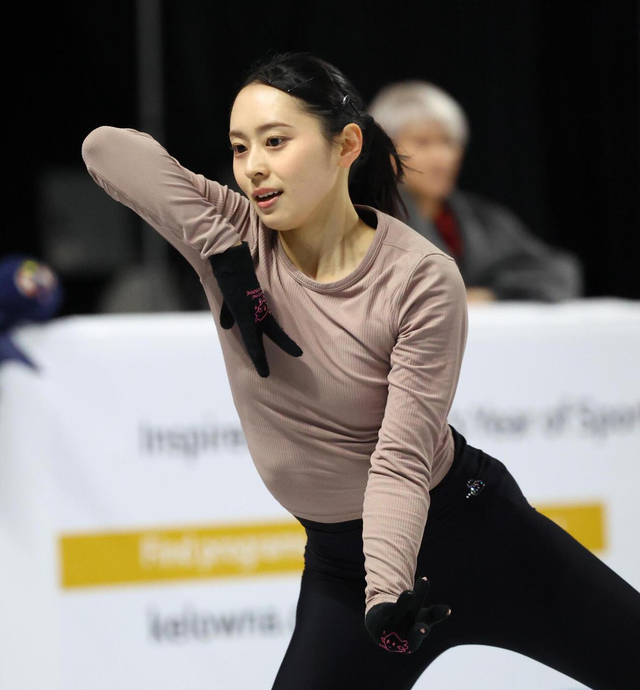 GPシリーズ・スケートカナダの前日練習に参加した三宅咲綺（撮影・藤塚大輔）