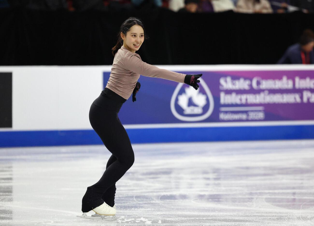 GPシリーズ・スケートカナダの前日練習に参加した三宅咲綺（撮影・藤塚大輔）