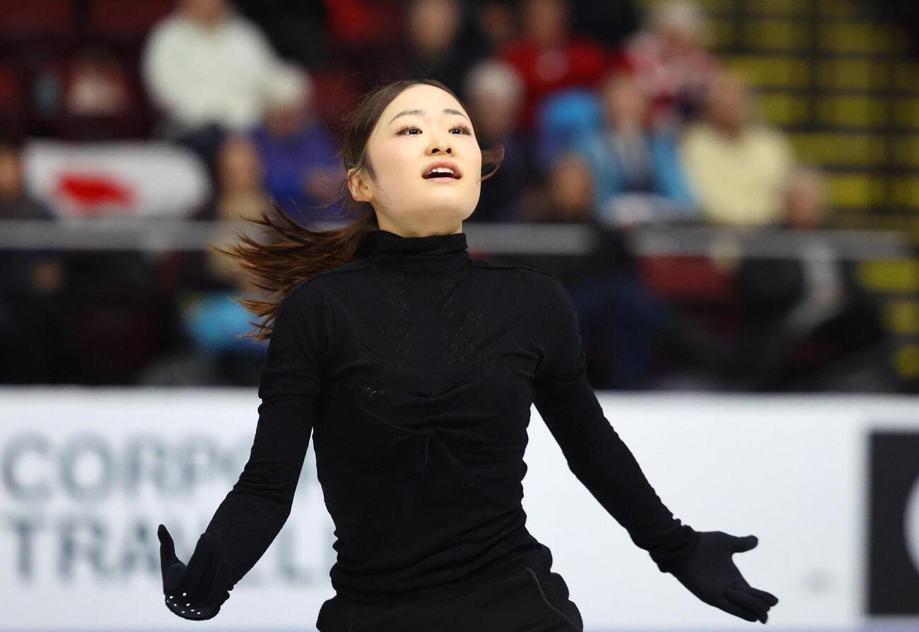 GPシリーズ・スケートカナダ　前日練習に参加した島田麻央（撮影・藤塚大輔）