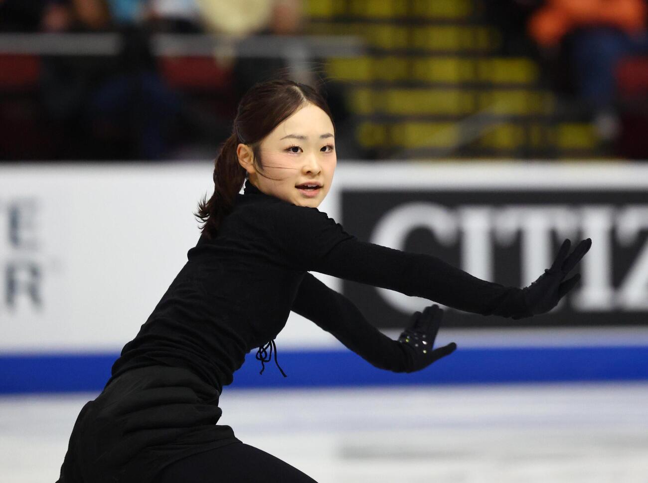 GPシリーズ・スケートカナダ　前日練習に参加した島田麻央（撮影・藤塚大輔）