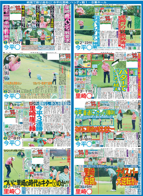 紙面で振り返る「今平vs里崎」ハンディ戦1～8番ホール