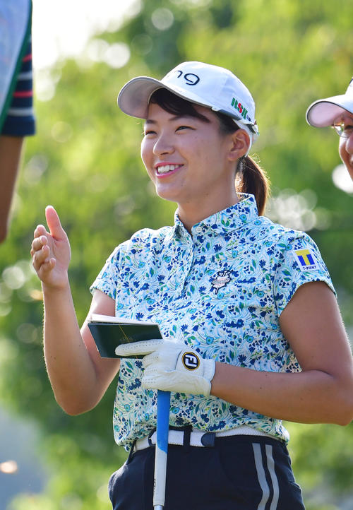 日本女子プロ選手権コニカミノルタ杯　プロアマ大会に出場する渋野日向子（撮影・清水貴仁）