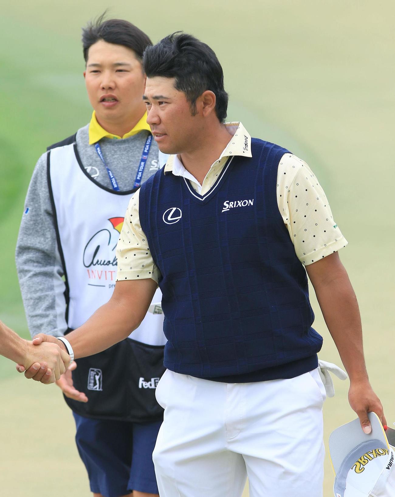 最終ラウンド、通算11オーバーでホールアウトした松山英樹（共同）