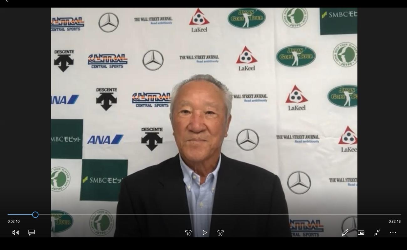 リモート取材に応じた青木会長（日本ゴルフツアー機構提供）