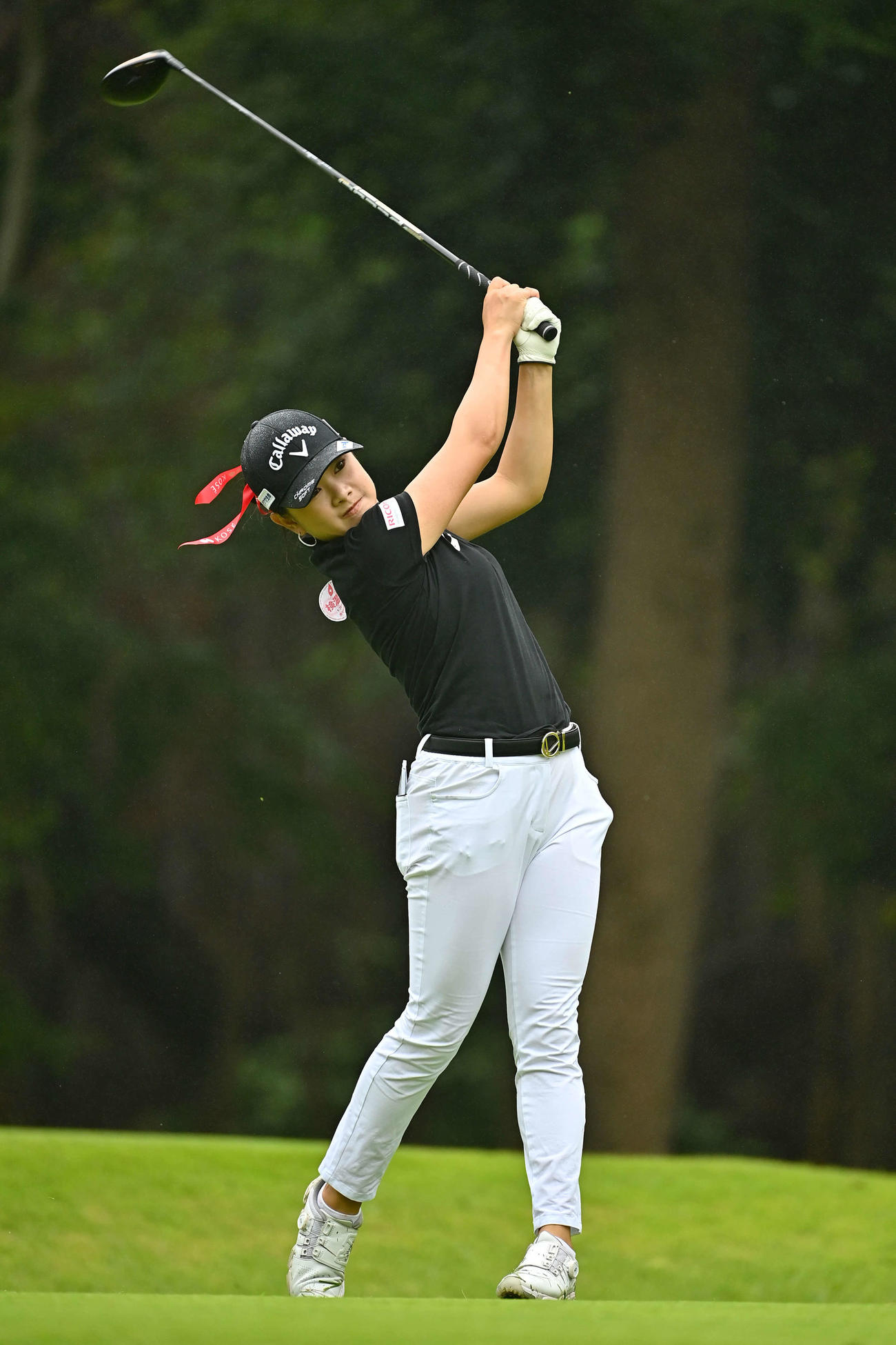 11番で練習ラウンドに臨む河本（Getty　Images／JLPGA提供）