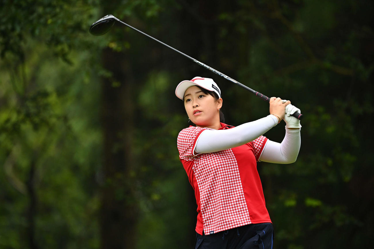 練習ラウンドに臨む西郷（Getty　Images／JLPGA提供）