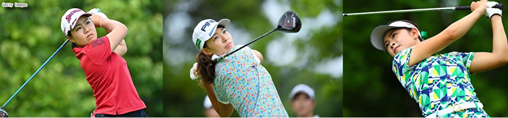 左から畑岡奈紗、渋野日向子、河本結（WOWOW提供）