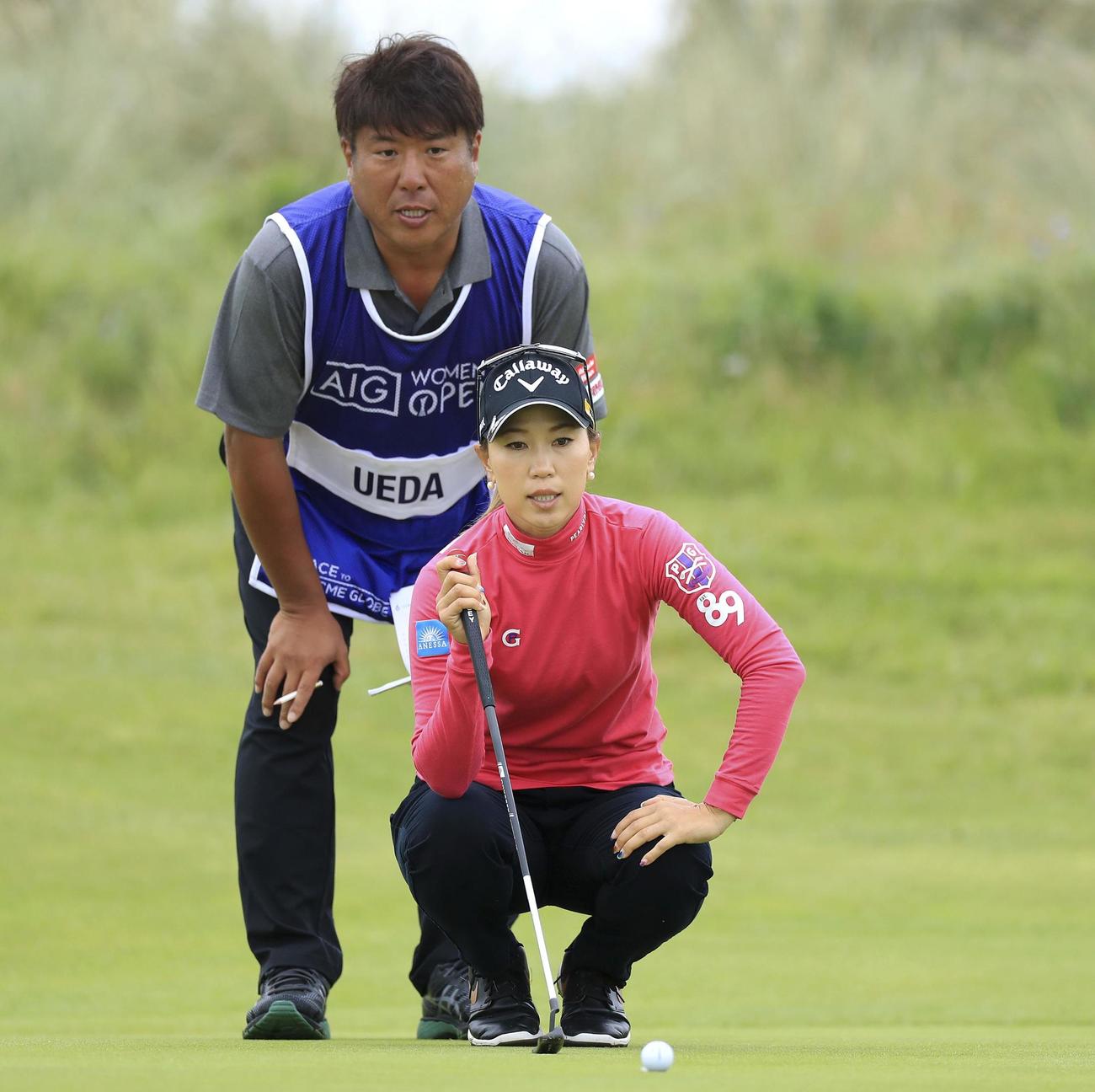 最終ラウンド、通算1オーバーでメジャー自己最高の6位に入った上田桃子（R＆A提供・ゲッティ＝共同）