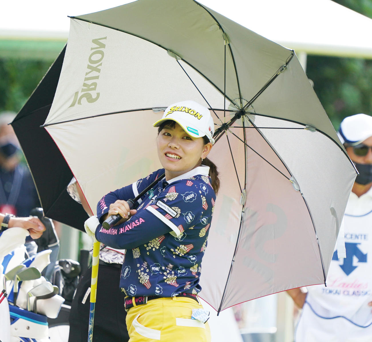 デサントレディース東海クラシック初日　1番、スタートを待つ勝みなみ（撮影・清水貴仁）