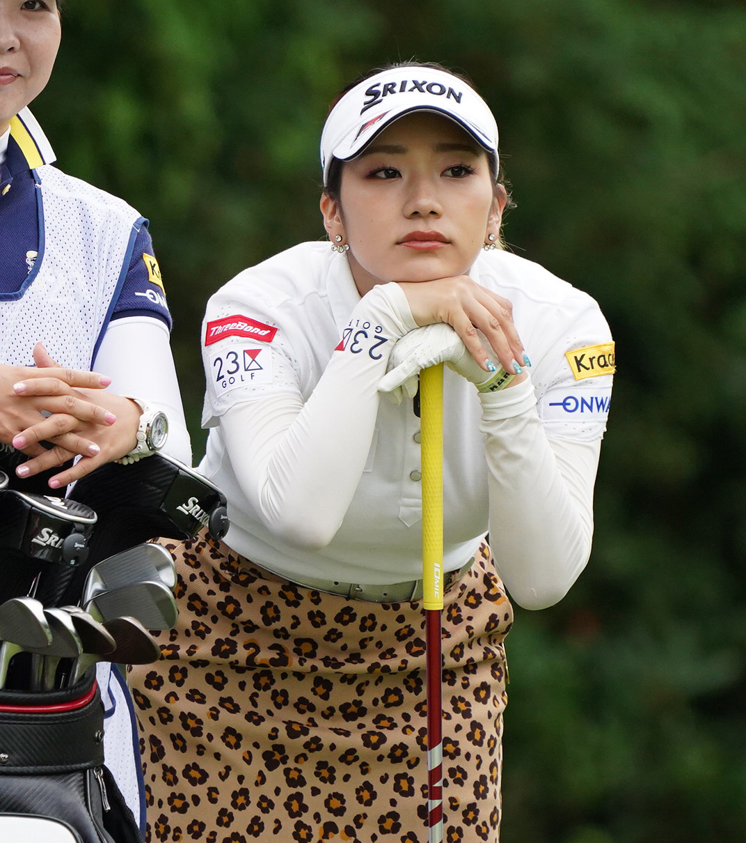 デサントレディース東海クラシック第2日　1番、スタートを待つ安田彩乃（撮影・清水貴仁）