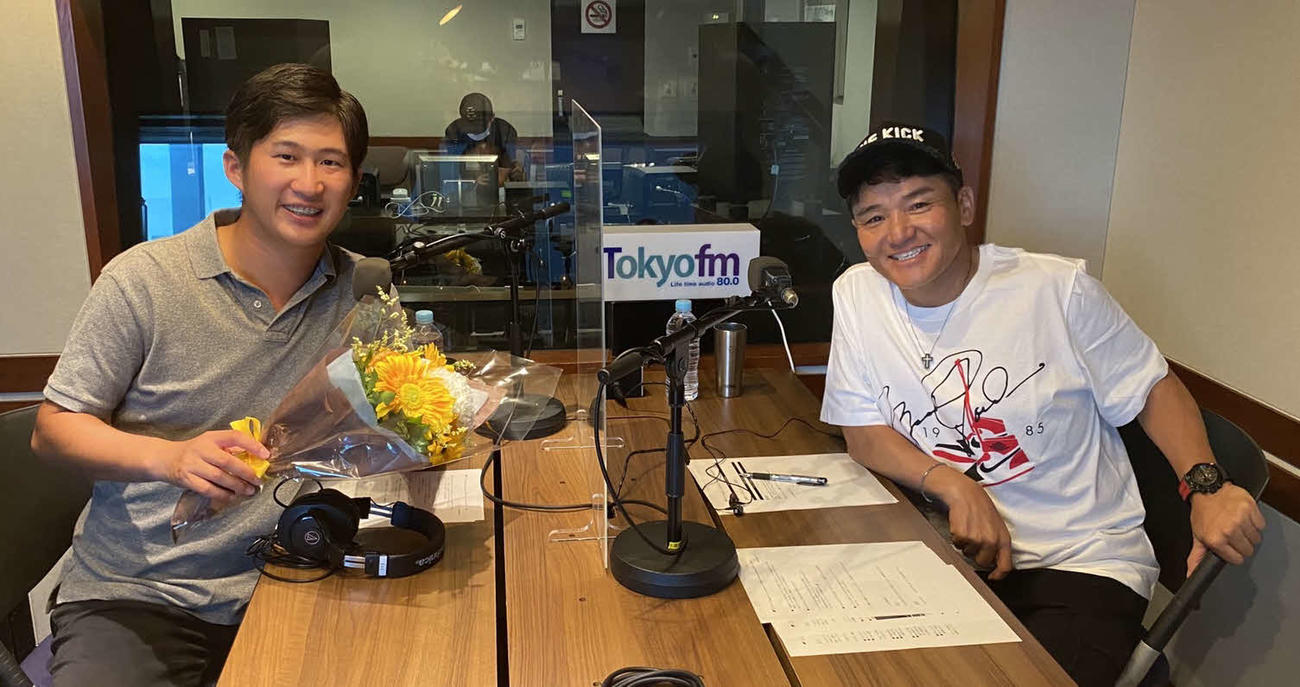 TOKYO　FM「英語のアルク　presents丸山茂樹のMOVINGSATURDAY」9月26日、10月3日放送分で共演した丸山（右）と星野