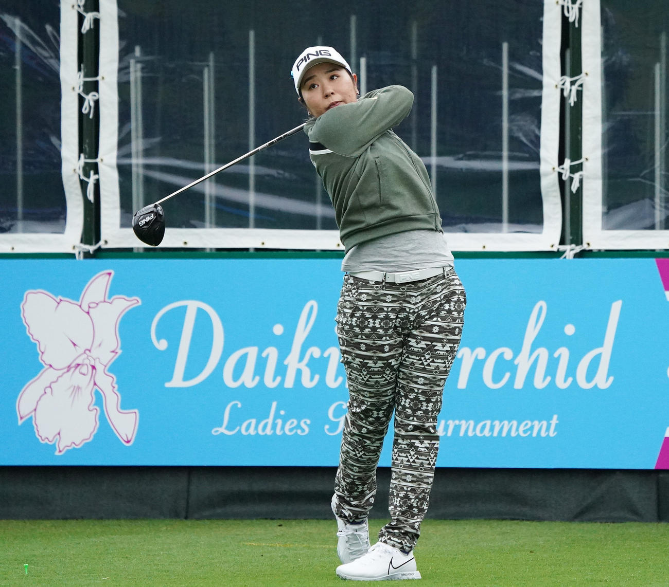 第34回ダイキンオーキッドレディスゴルフトーナメント　練習ラウンドを行う比嘉真美子（2021年3月2日撮影）