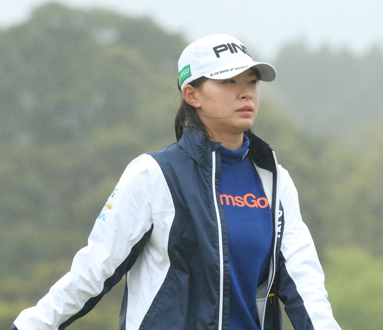 2日目（サスペンデッド）　18番、セカンドラウンドを終えた渋野日向子（撮影・屋方直哉）