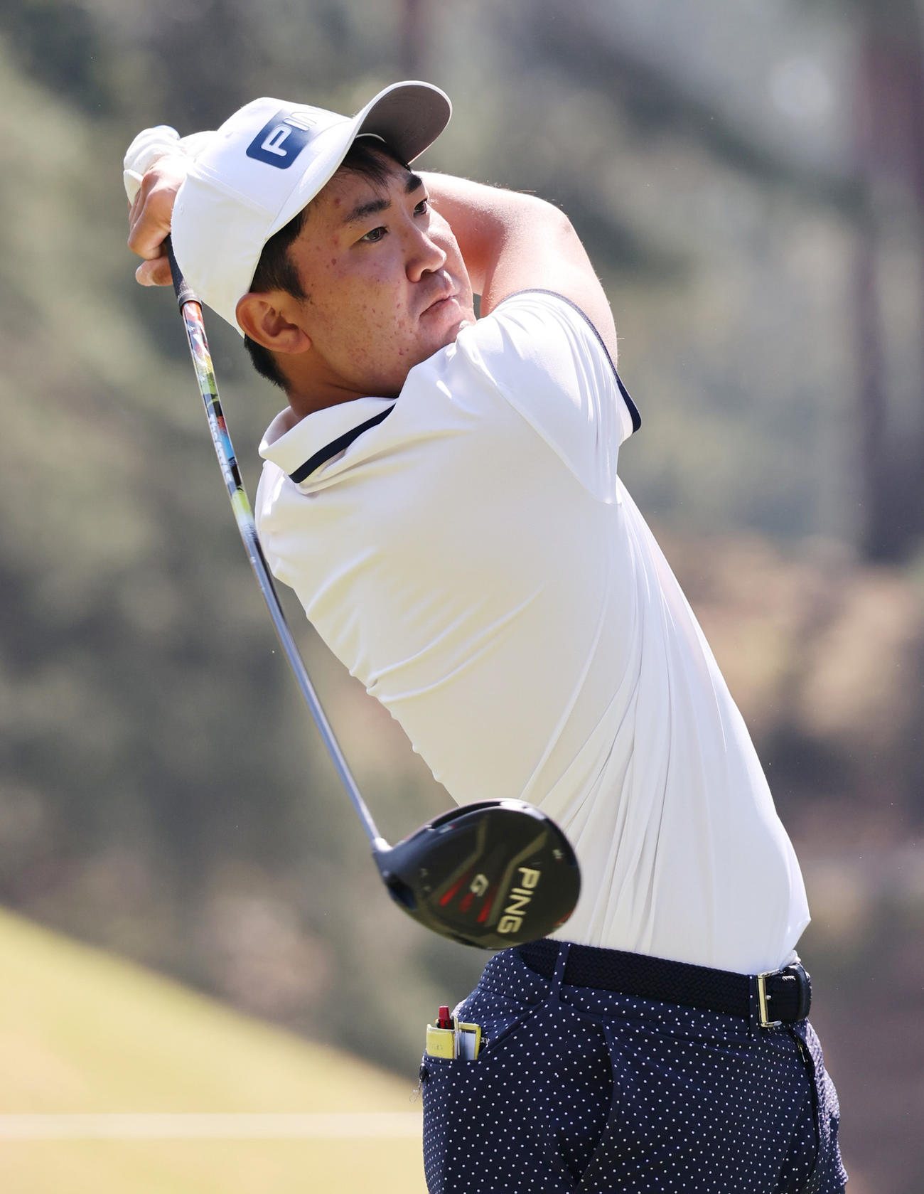 関西オープンゴルフ選手権　練習ラウンドを行う金谷（撮影・清水貴仁）