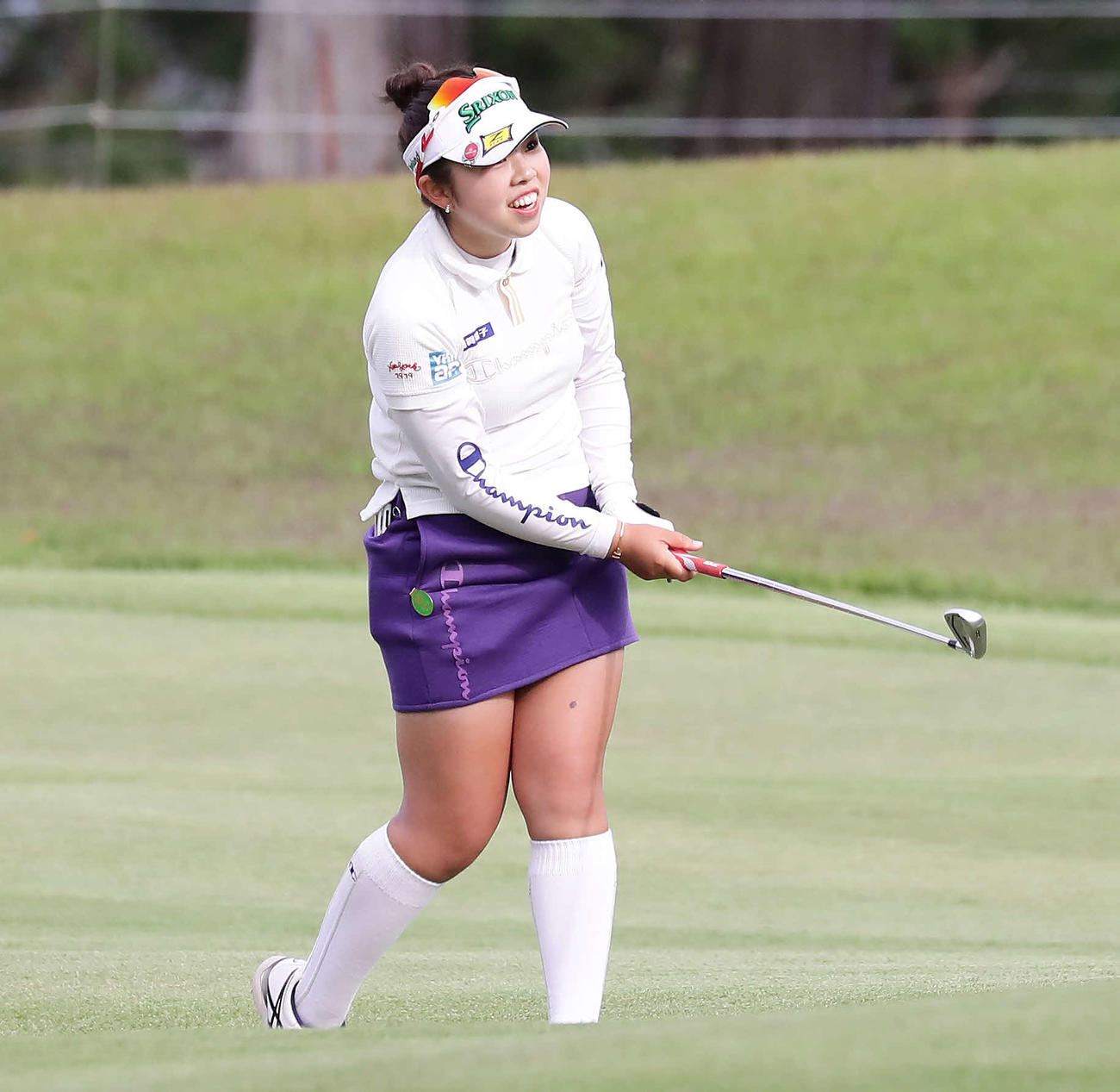 18番、2オンに成功した山下美夢有（撮影・丹羽敏通）