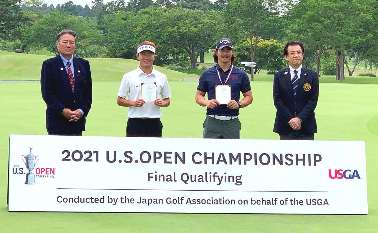 全米オープンの日本予選を通過した石川（左から3人目）と浅地（同2人目）