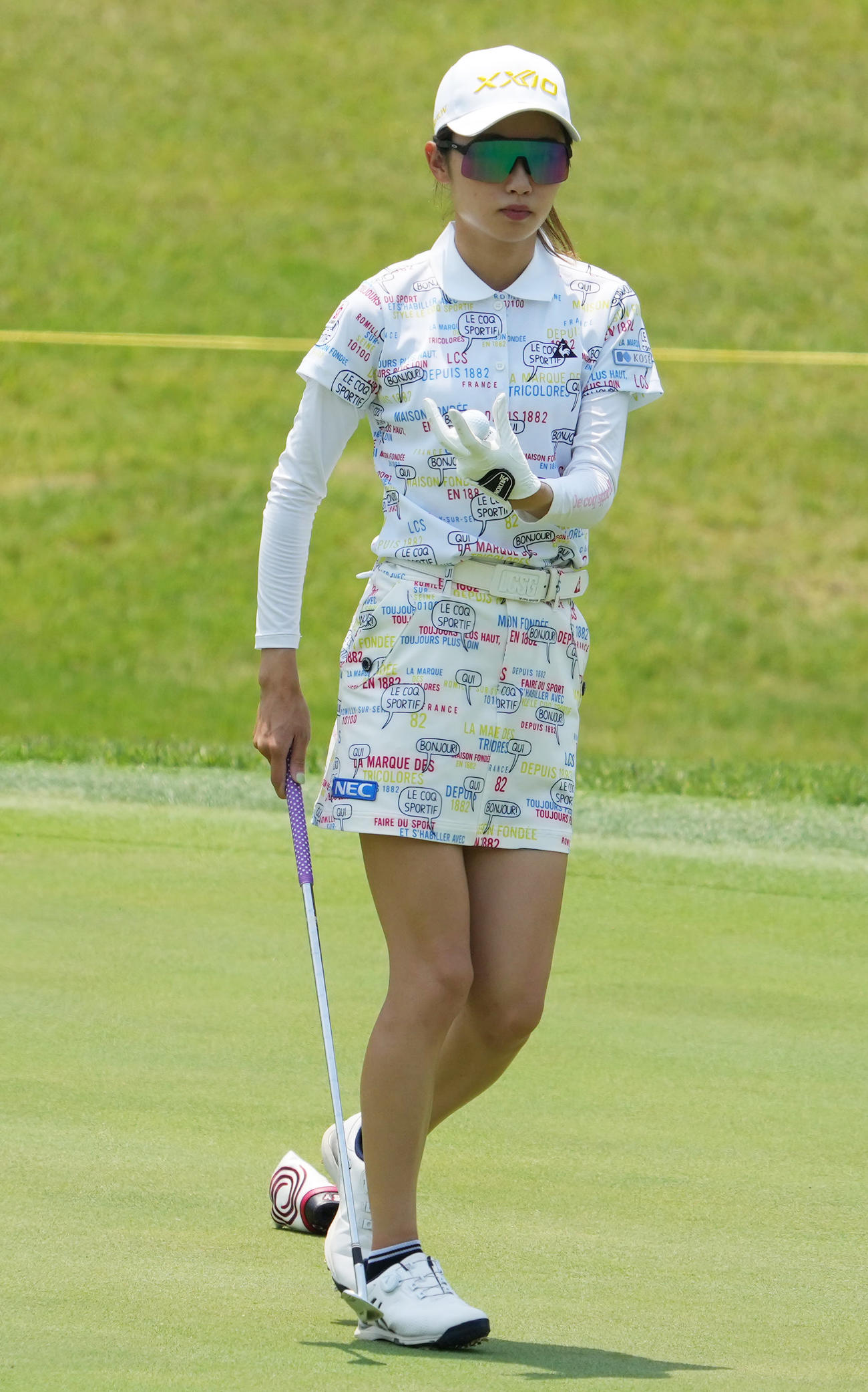宮里藍サントリーレディスオープン練習日　練習ラウンドを行う安田祐香（撮影・清水貴仁）