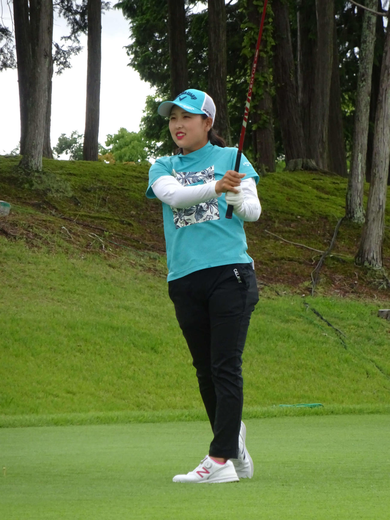74で2位に後退したリ・ハナ（撮影・加藤裕一）