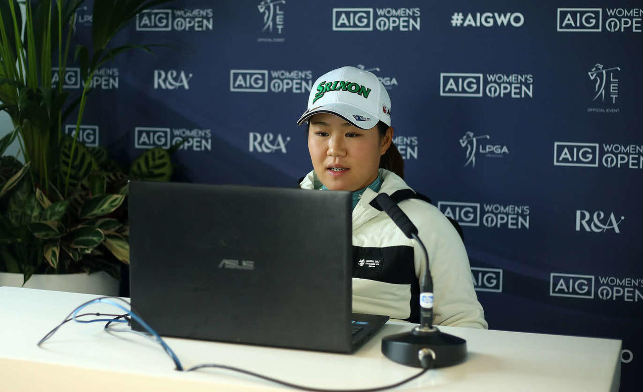 AIG全英女子オープンの会見に出席した畑岡奈紗（R＆A提供）