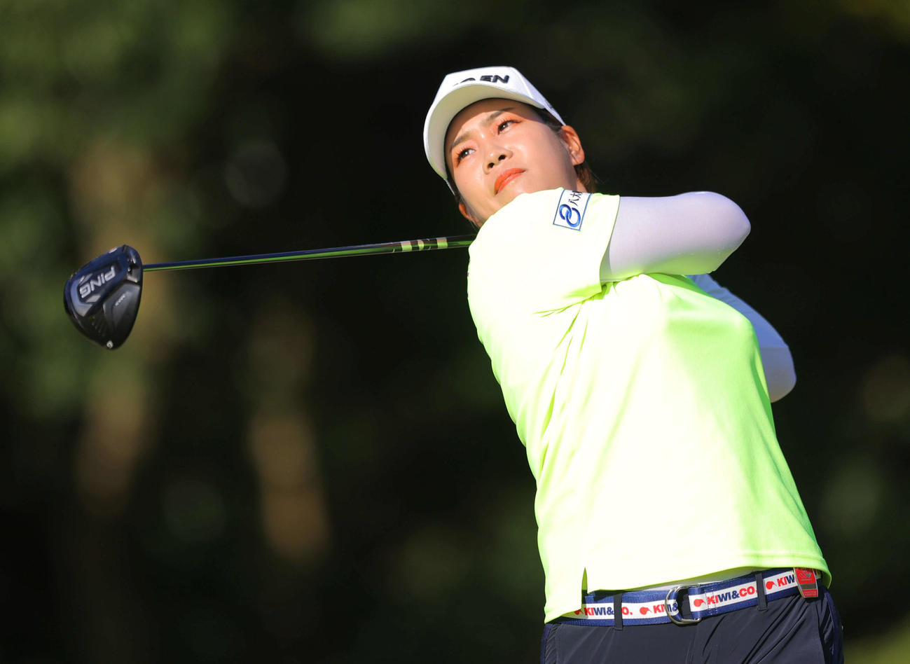 2番、ティーショットを放つ浜田（撮影・河田真司）