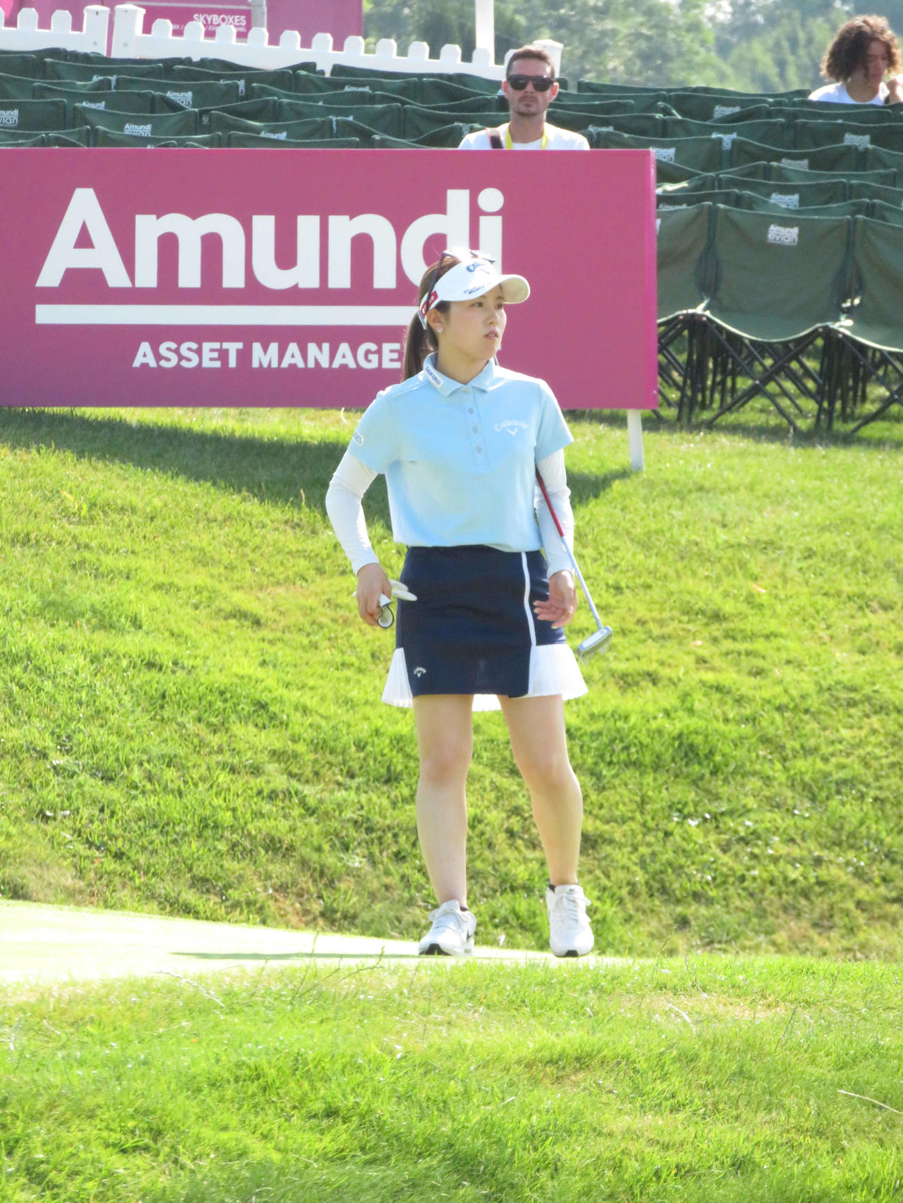 18番グリーン上でプレーする西村優菜（撮影・近藤由美子）