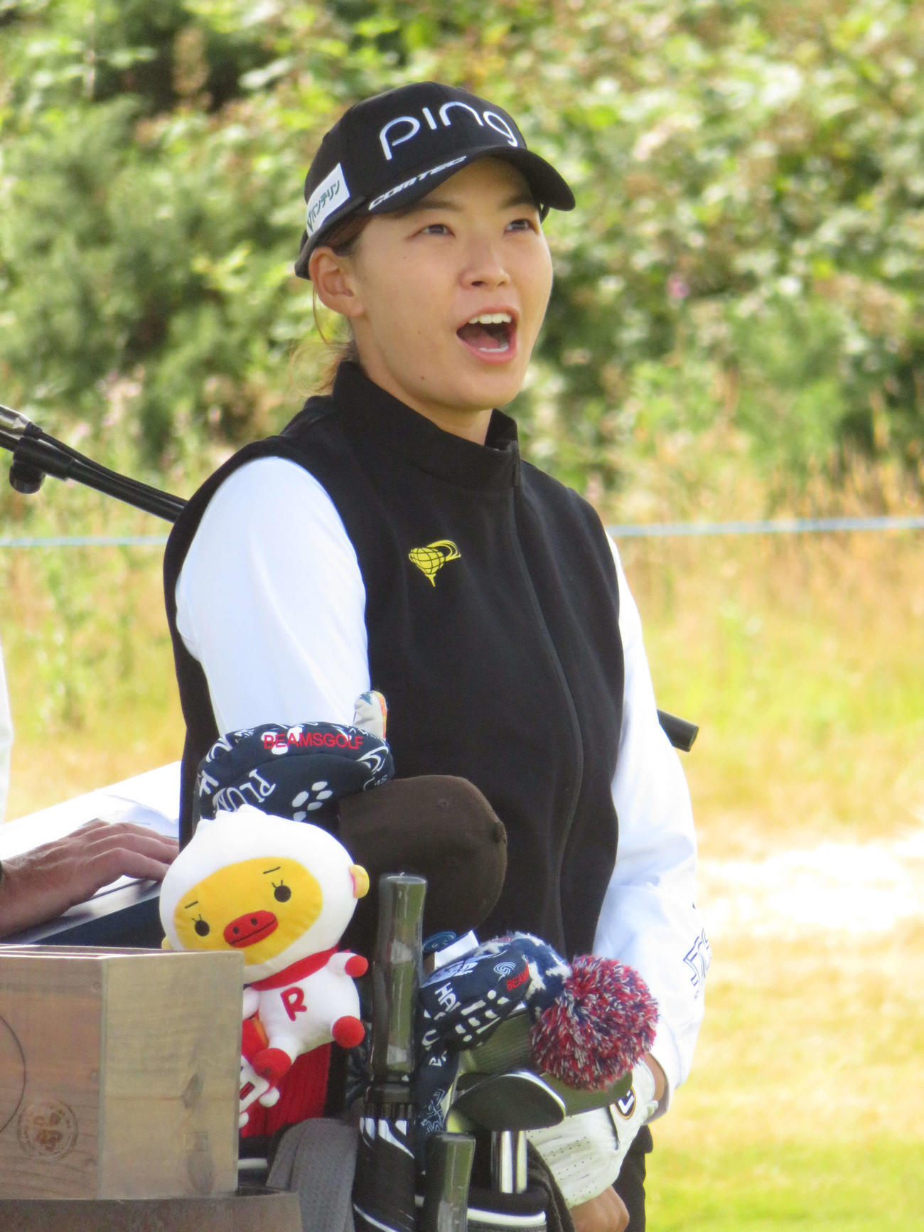 スコットランド・オープン開幕前日のプロアマ戦に出場した渋野日向子（撮影・近藤由美子）