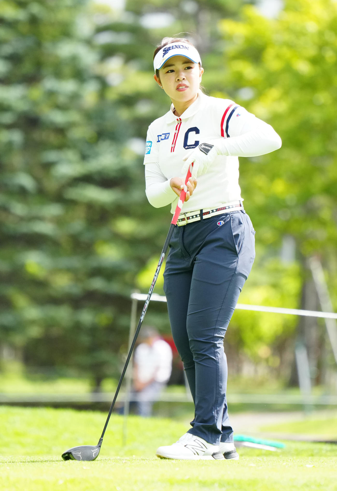 プロアマ戦に臨む山下美夢有（撮影・江口和貴）