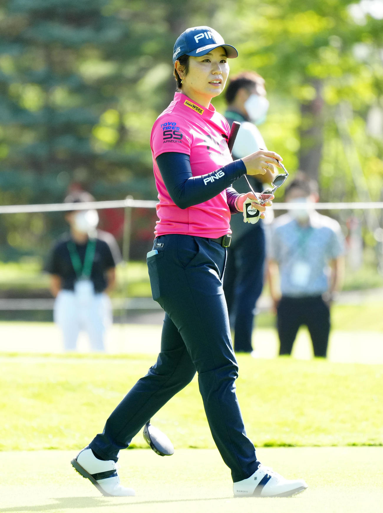 プロアマ戦に臨む比嘉真美子（撮影・江口和貴）