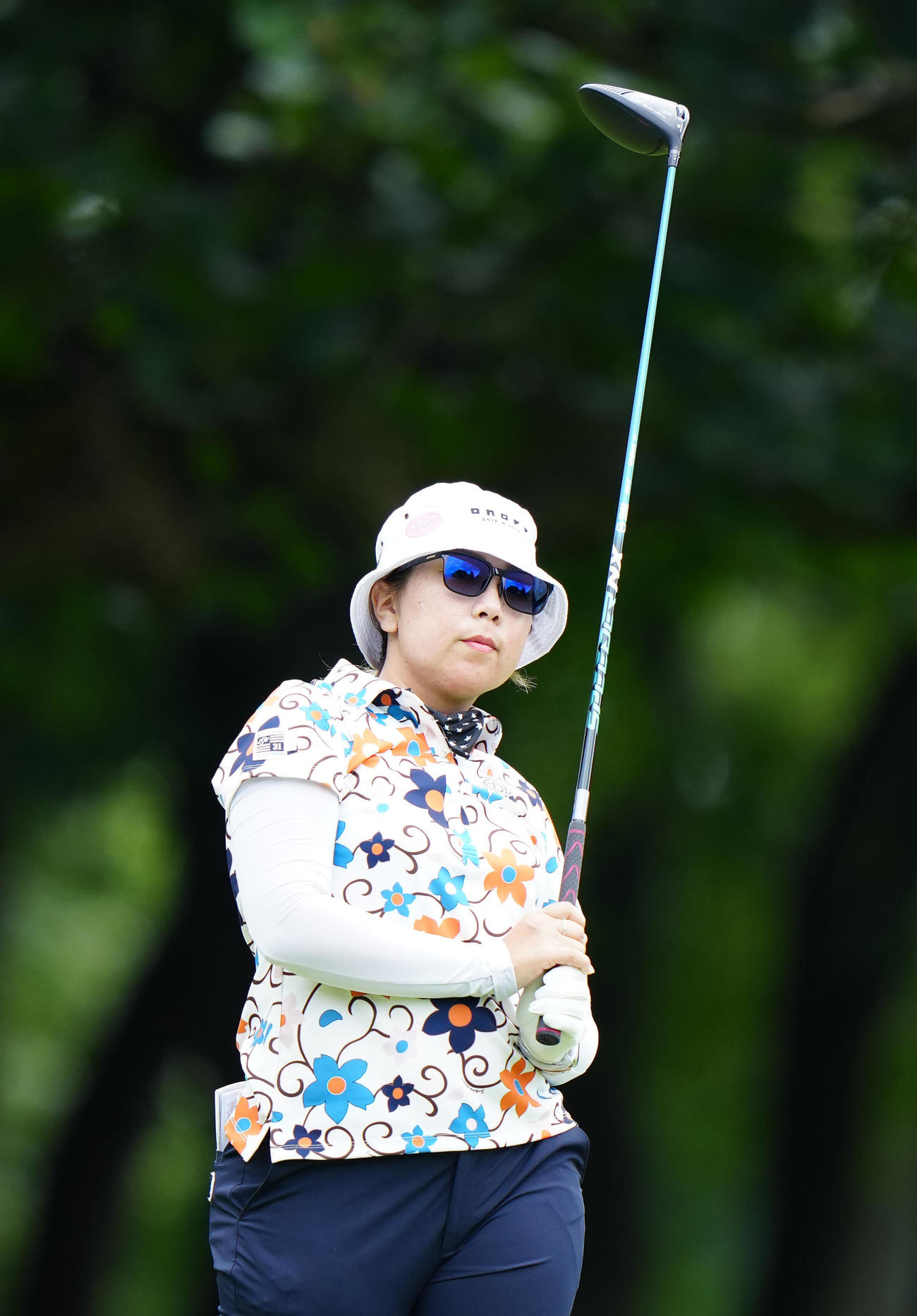 3番、ティーショットを放った大城（撮影・江口和貴）