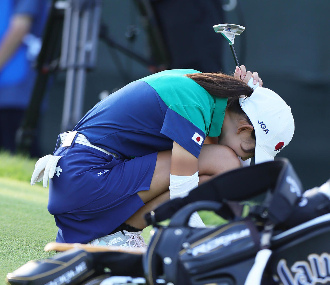 18番をパーで終え悔しがる馬場（撮影・足立雅史）