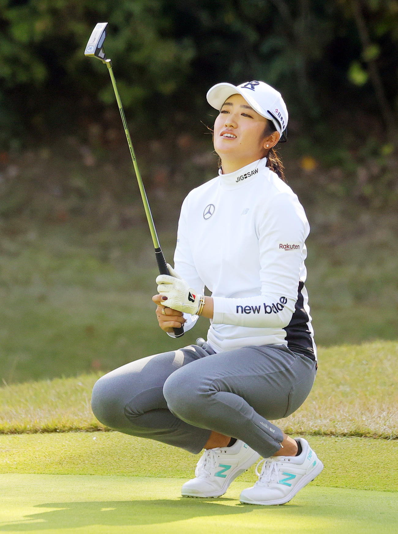 11番でバーディーパットを外し悔しがる稲見萌寧（撮影・野上伸悟）