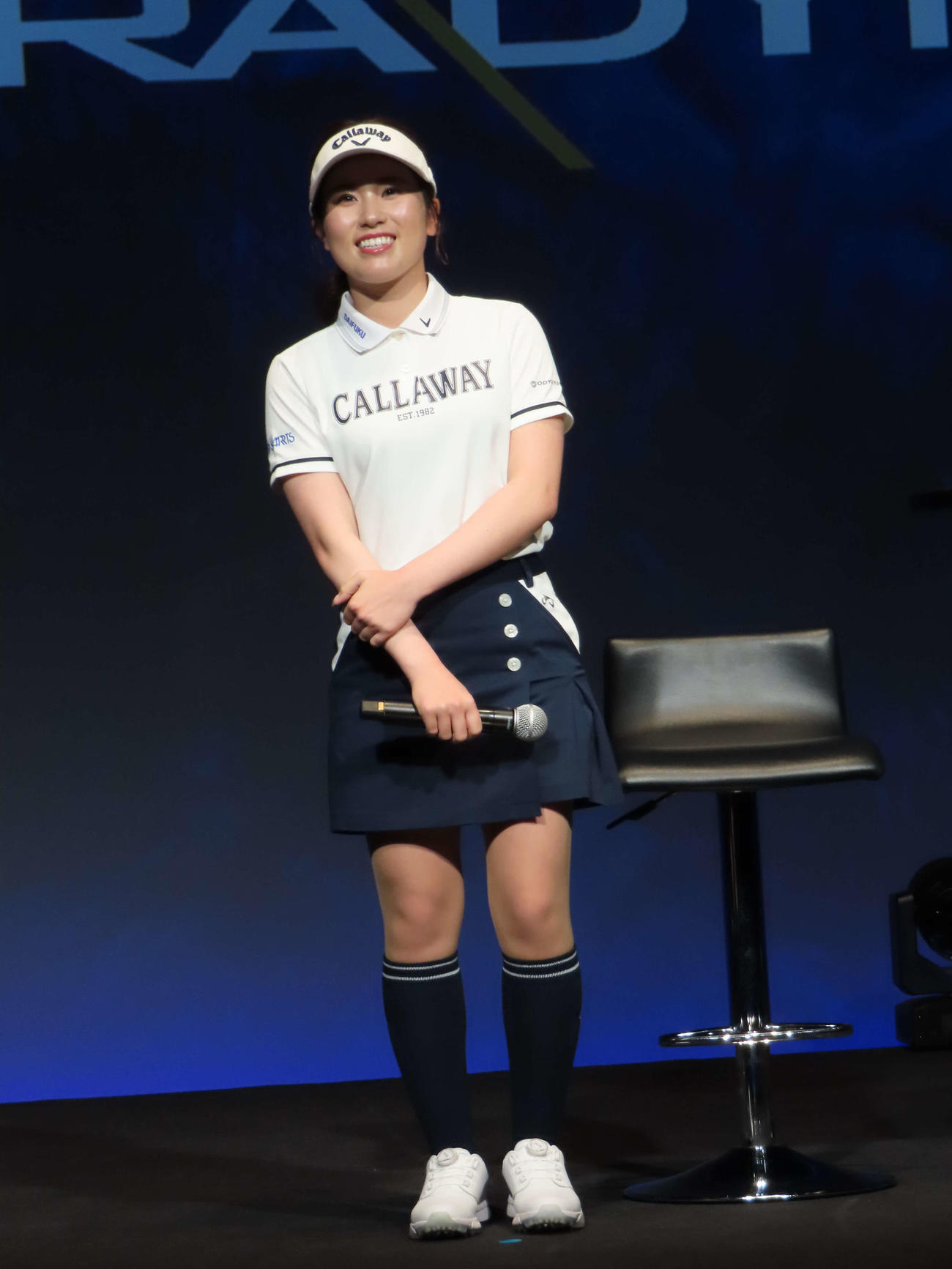 キャロウェイゴルフ新製品発表会に出席した女子ゴルフの西村優菜（撮影・近藤由美子）