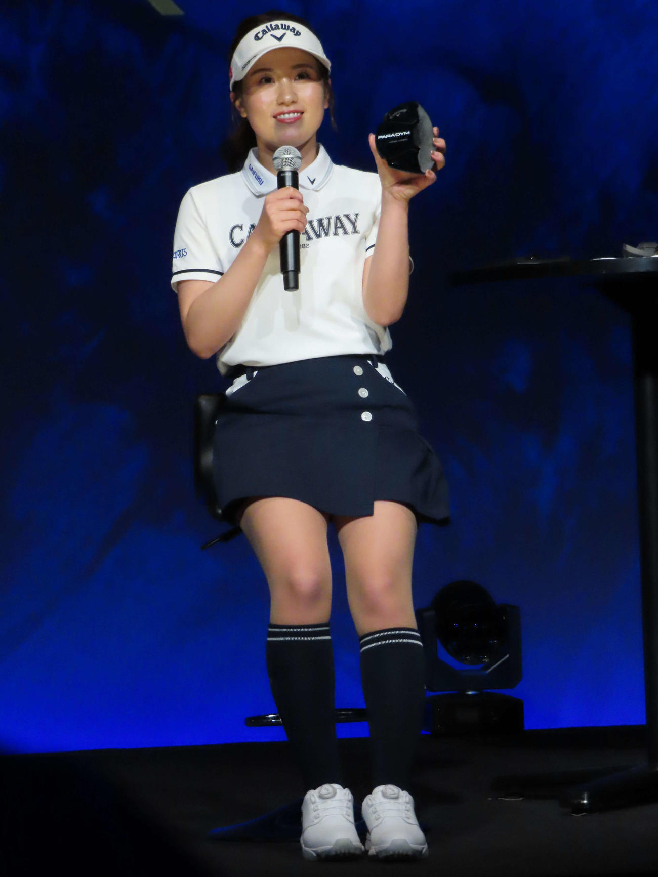 キャロウェイゴルフ新製品発表会に出席した女子ゴルフの西村優菜（撮影・近藤由美子）