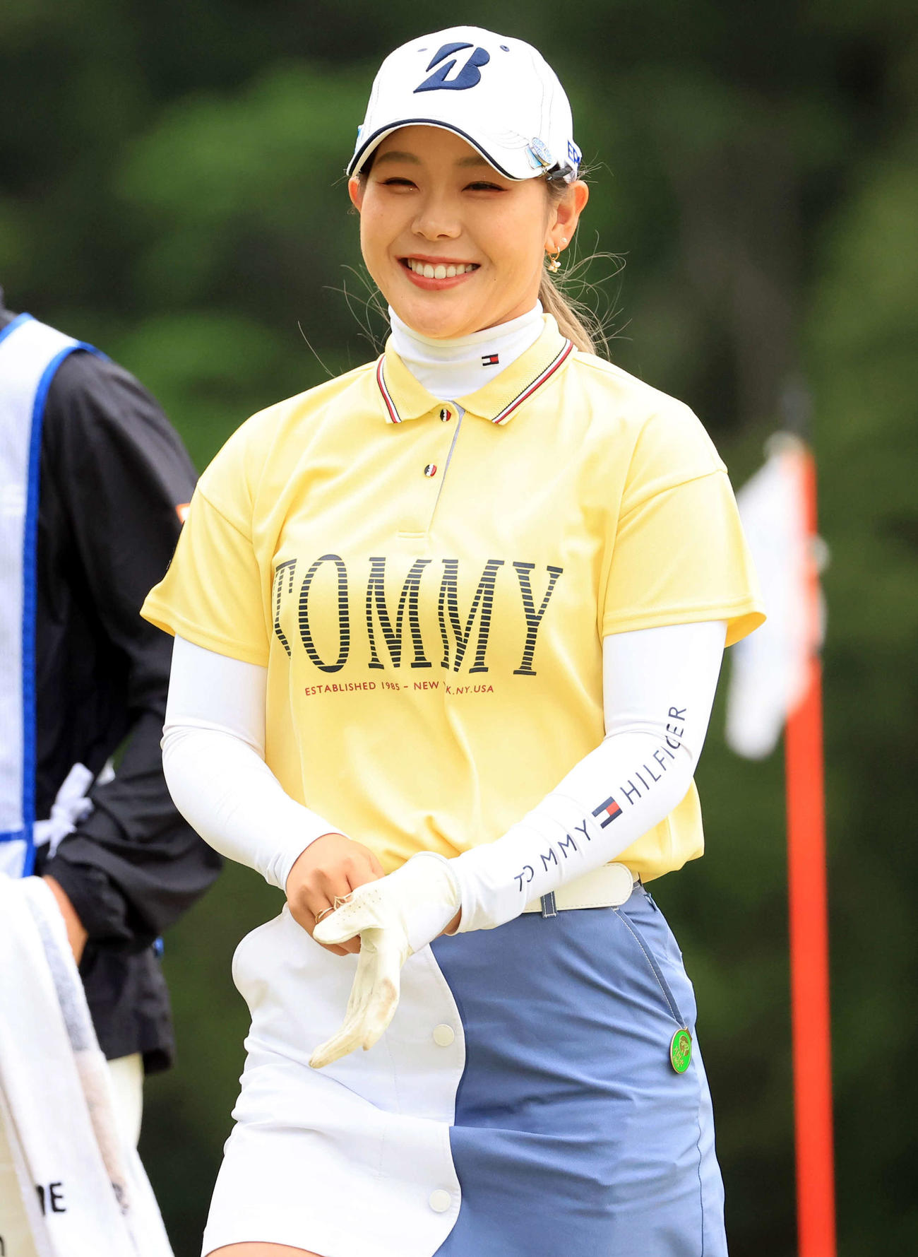 2番、笑顔を見せる吉田（撮影・浅見桂子）