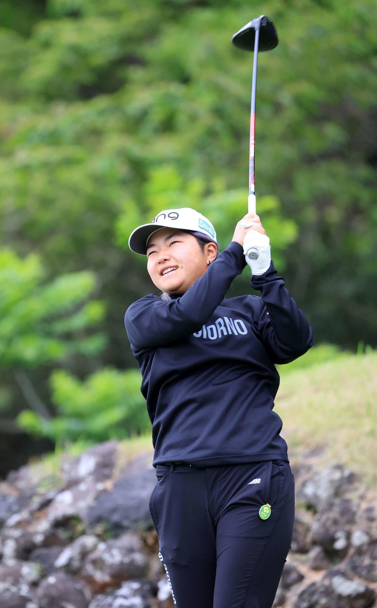 3番、ティーショットを放つ宮沢（撮影・浅見桂子）
