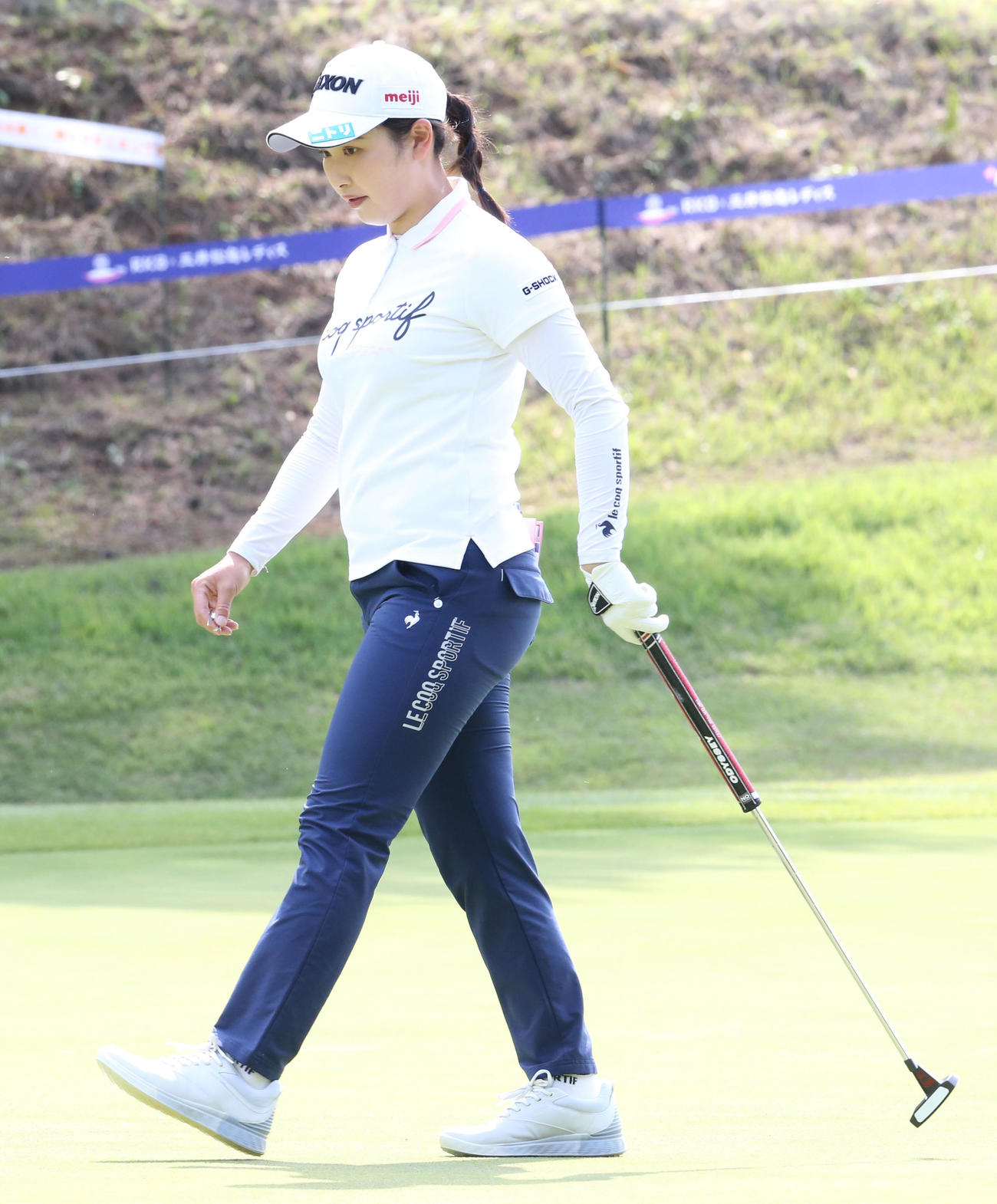 プロアマ戦　9番、真剣な表情を見せる小祝さくら（撮影・冨田成美）