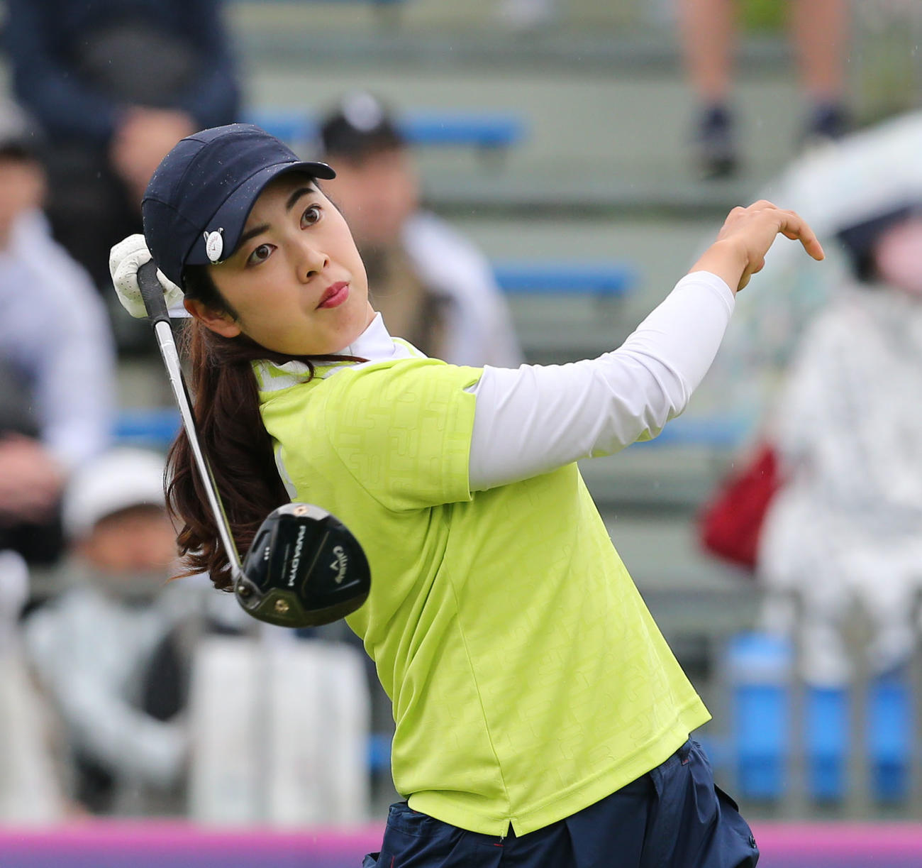 2日目　1番、天本はティーショットを放つ（撮影・冨田成美）