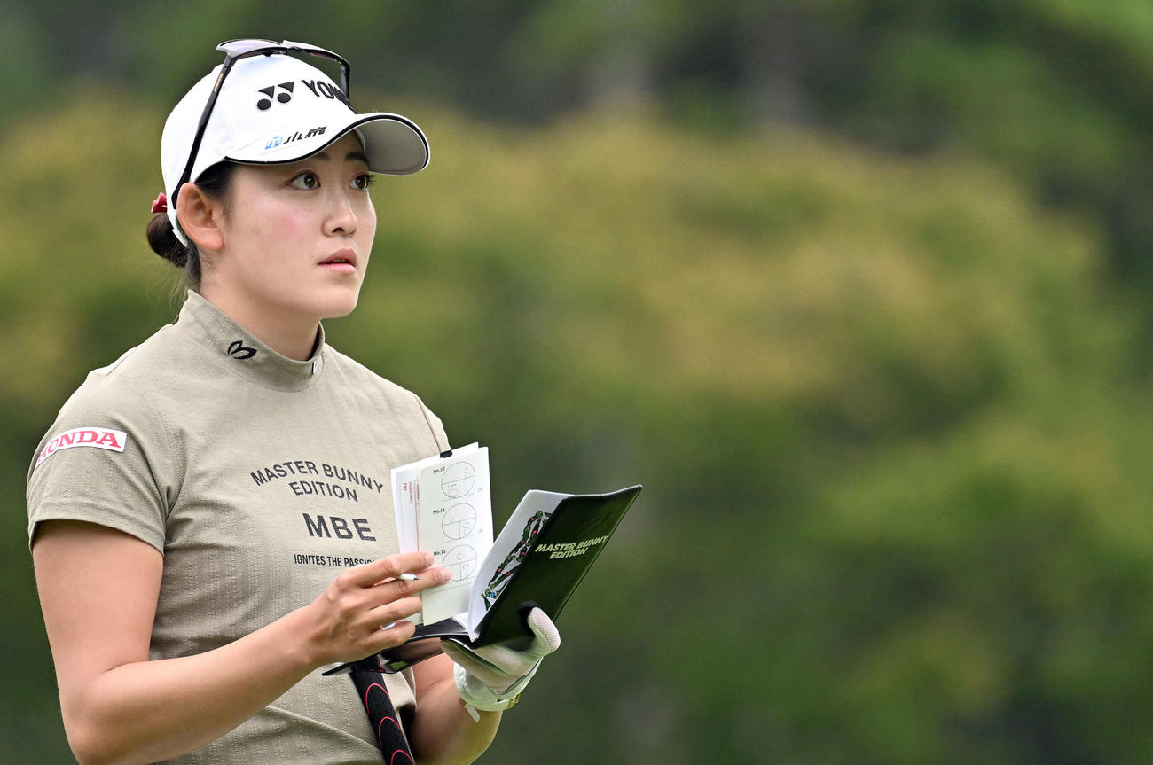 プロアマ戦に出場した岩井千怜（撮影・たえ見朱実）