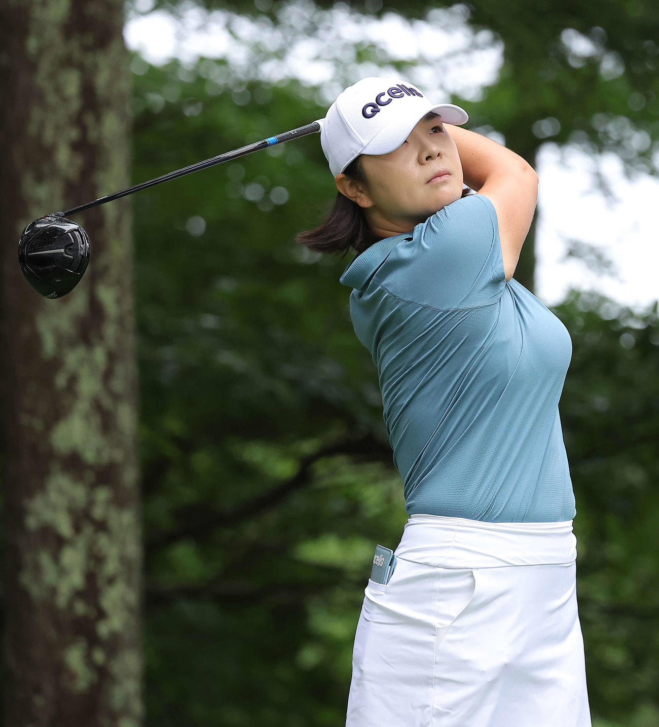2番、ティーショットを放つイ・ミニョン（撮影・河田真司）