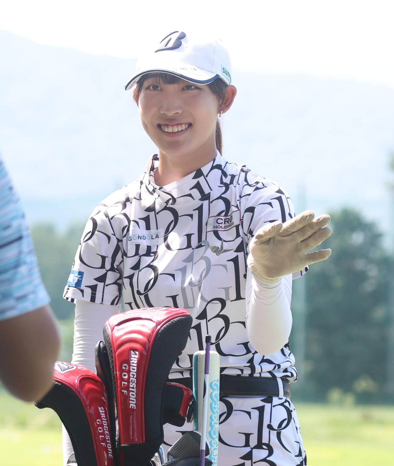 練習場で笑顔を見せる馬場（撮影・佐藤翔太）