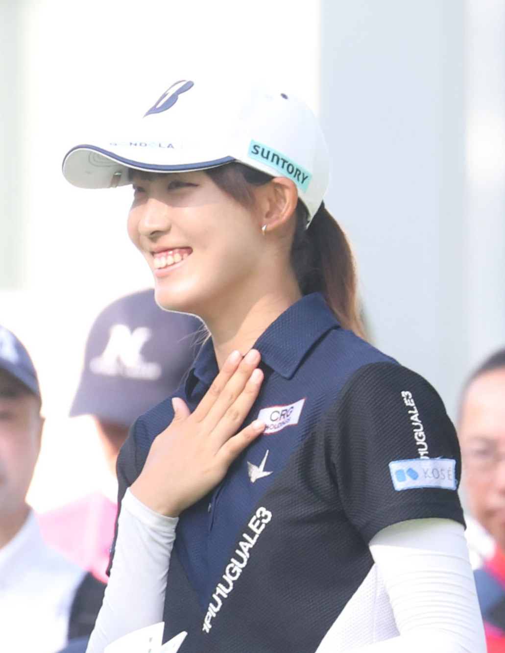 10番、笑顔を見せる馬場咲希（撮影・佐藤翔太）