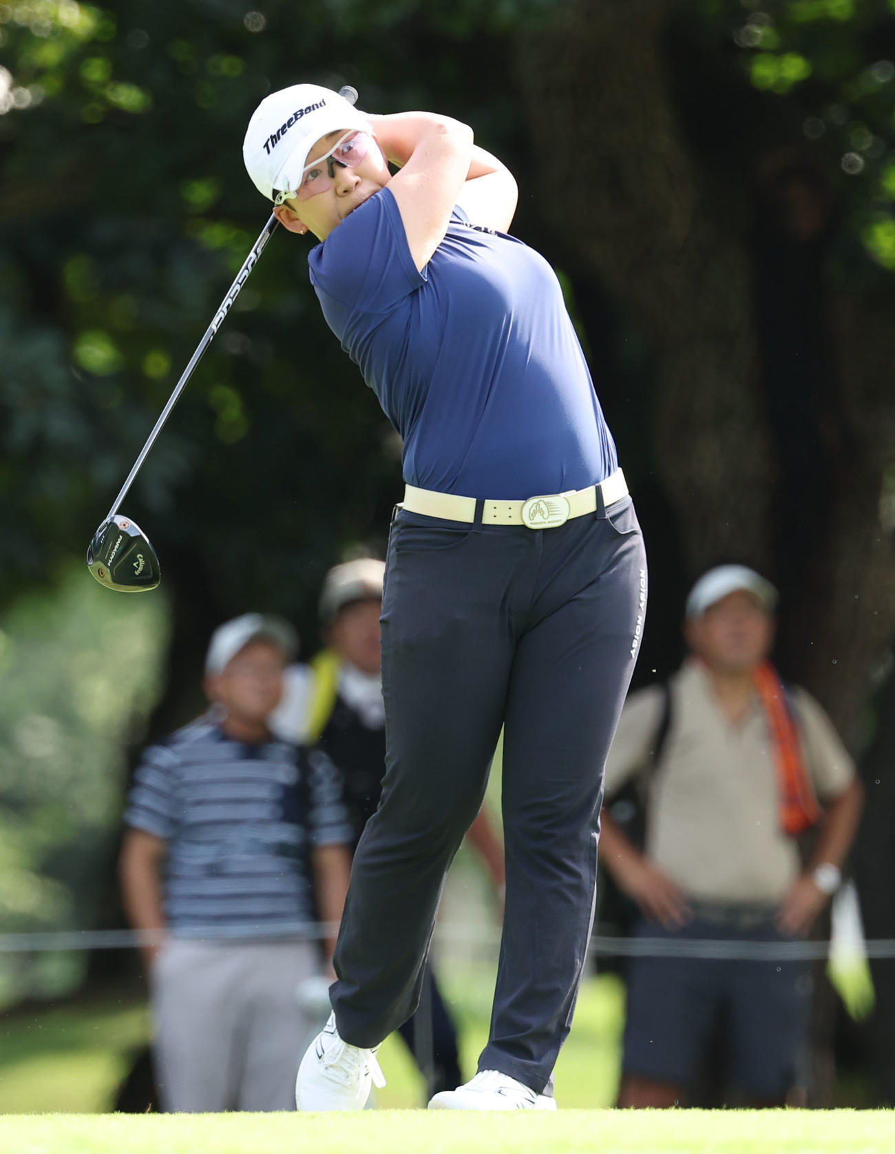 3番、ティーショットを放つ申ジエ（撮影・佐藤翔太）